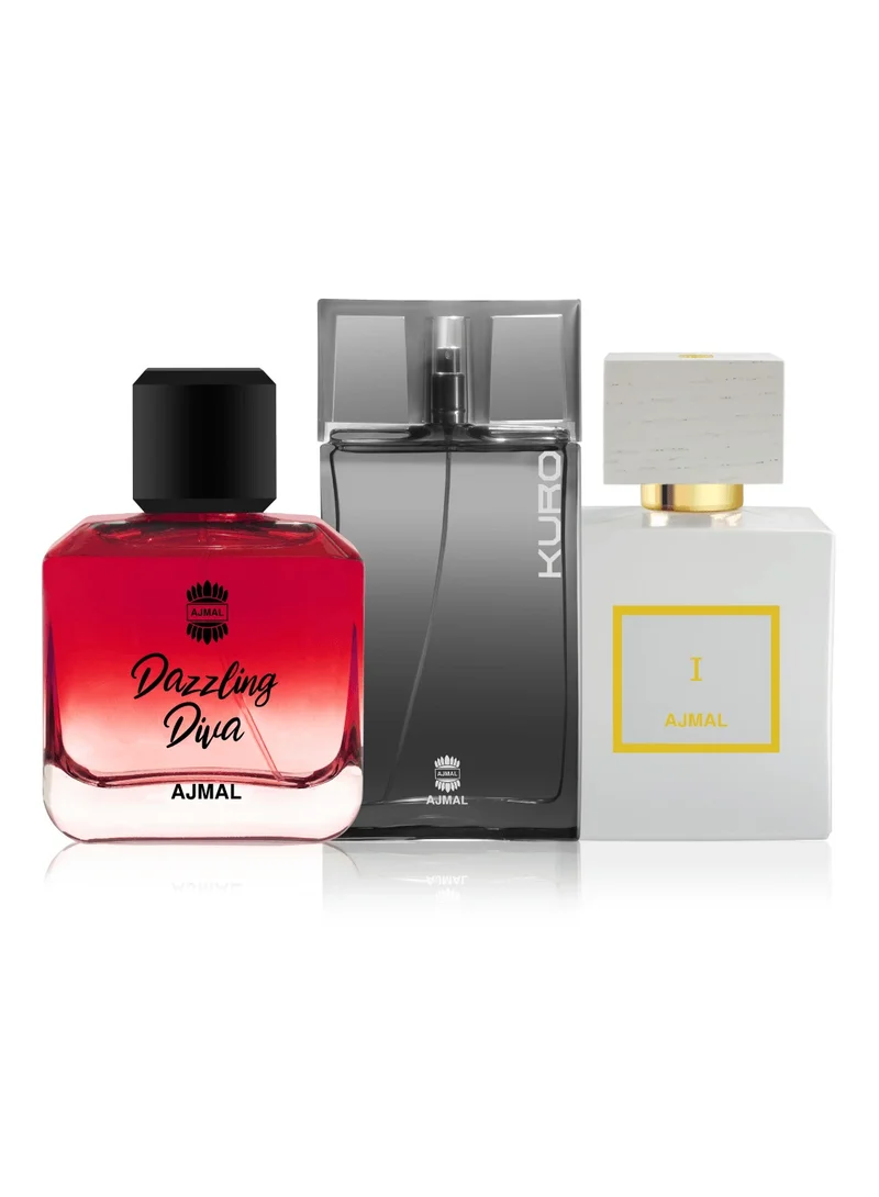 اجمل Dazzling Diva 100ml, Kuro For Him 90ml & Blanche Collection I EDP Set